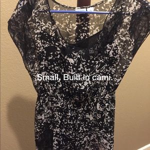 Sheer black/white blouse with built cami.